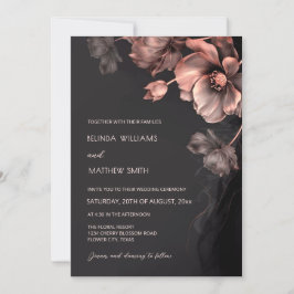 Blush Pink Metallic 3 D Flowers Wedding Invitation 招待状