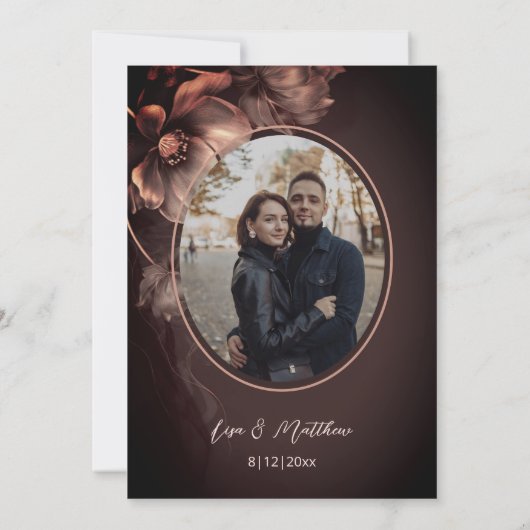 Blush Pink Metallic 3D Flowers Wedding Invitation 招待状 (裏面)