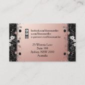 Blush Pink Metallic Silver Glitter Floral Modern  名刺 (裏面)