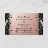 Blush Pink Metallic Silver Glitter Floral Modern  名刺 (正面)