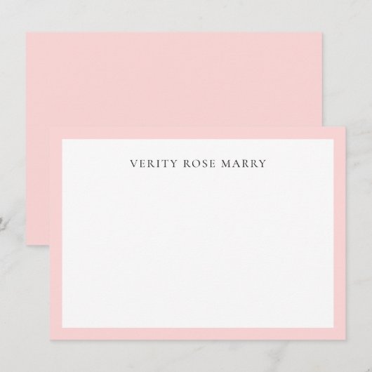 Blush Pink | Minimal Feminine Monogram Design ノートカード (正面/裏面)