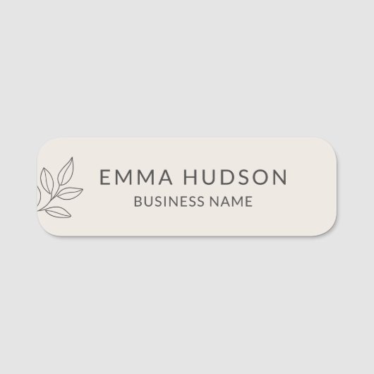 Blush Pink Minimalist Botanical Small Business  名札 (正面)