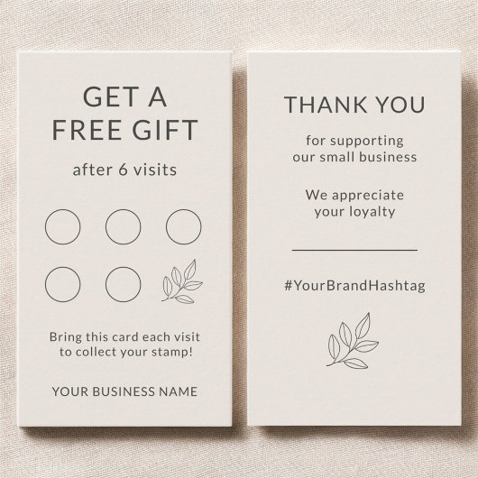 Blush Pink Minimalist Small Business Loyalty Card 名刺