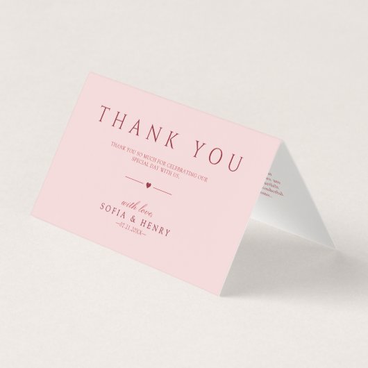 Blush Pink Minimalist Wedding Folded Thank You (正面)