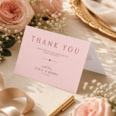 Blush Pink Minimalist Wedding Folded Thank You