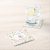 Blush Pink Mint Floral Butterfly Bridal Shower  ペーパーコースター (インサイチュ)