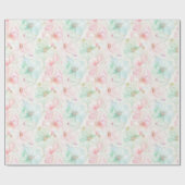 Blush Pink Mint Flowers Birthday ラッピングペーパー (フラット)