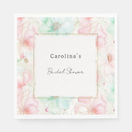 Blush Pink Mint Flowers Bridal Shower スタンダードランチョンナプキン