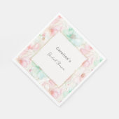 Blush Pink Mint Flowers Bridal Shower スタンダードランチョンナプキン (角)