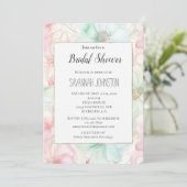 Blush Pink Mint Flowers Bridal Shower 招待状 (スタンド正面)