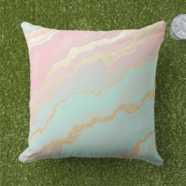 Blush Pink Mint Gold Luxury Popular Collection アウトドアクッション (芝生)