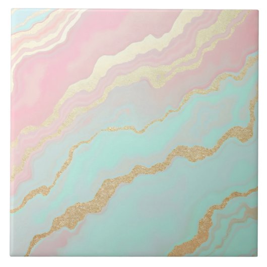 Blush Pink Mint Gold Luxury Popular Collection タイル (正面)