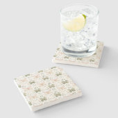 Blush Pink Mint Green Butterflies  ストーンコースター (横)