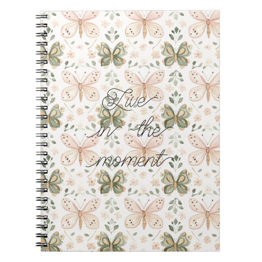 Blush Pink Mint Green Butterflies  ノートブック (正面)