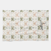 Blush Pink Mint Green Butterfly キッチンタオル (横)