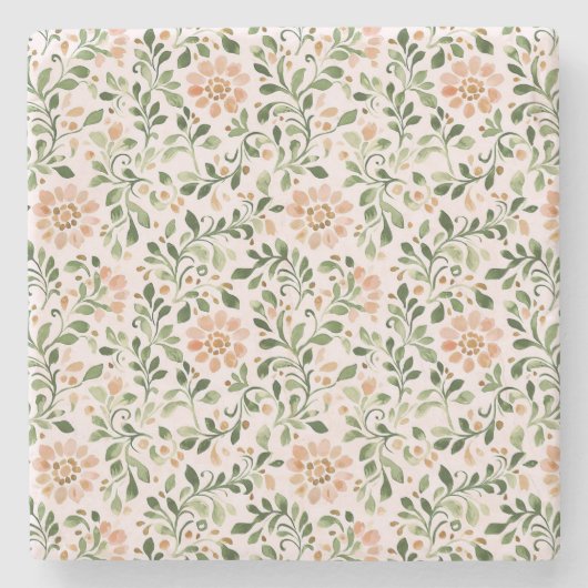 Blush Pink Mint Green Butterfly ストーンコースター (正面)