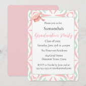 Blush Pink & Mint Green Geometric Graduation Party 招待状 (正面/裏面)