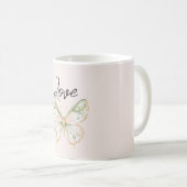 Blush Pink Mint Green Gold Butterfly  コーヒーマグカップ (正面右)
