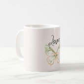 Blush Pink Mint Green Gold Butterfly  コーヒーマグカップ (正面左)