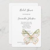 Blush Pink Mint Green Gold Butterfly Bridal Shower 招待状 (正面/裏面)