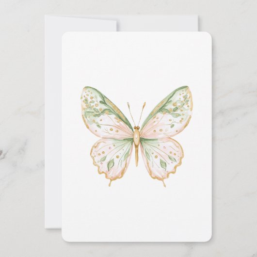 Blush Pink Mint Green Gold Butterfly Bridal Shower 招待状 (裏面)