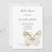Blush Pink Mint Green Gold Butterfly Bridal Shower 招待状 (正面)