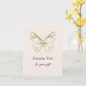 Blush Pink Mint Green Gold Butterfly Thank You カード (黄色い花)