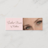 Blush Pink Mocha Script Photo Lashes and Brows スキニー名刺 (正面)