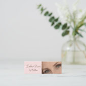 Blush Pink Mocha Script Photo Lashes and Brows スキニー名刺 (スタンド正面)