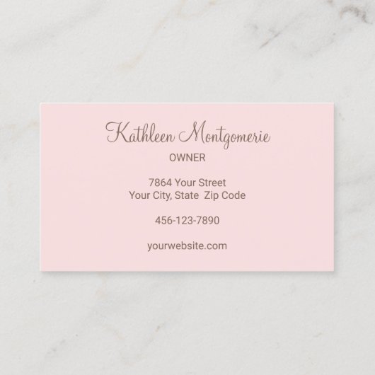 Blush Pink Mocha Script Photo Lashes and Brows 名刺 (裏面)