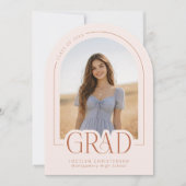 Blush Pink Modern 5 Photo Graduation Announcement 招待状 (正面)