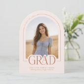 Blush Pink Modern 5 Photo Graduation Announcement 招待状 (スタンド正面)