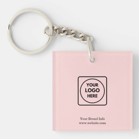 Blush Pink Modern | Custom Business Logo Keyring キーホルダー (正面)
