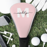 Blush Pink Modern Girly Script Name Monogram ゴルフヘッドカバー<br><div class="desc">Create Your Own Ladies Personalized Blush Pink Modern Girly Script Name Monogram Golf Head Cover. This chic, stylish golf head cover features a soft blush pink background that brings a playful touch to the green. The design showcases a bold white initial paired with a flowing black script name for a...</div>