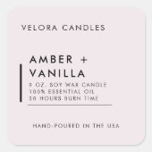 Blush Pink Modern Minimalist Candle Label Sticker スクエアシール (正面)