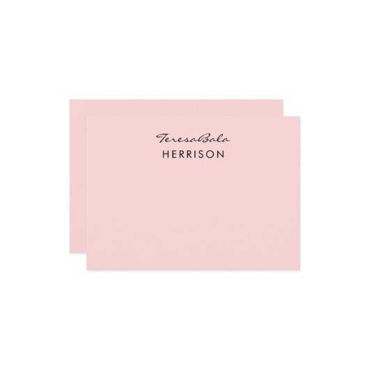 Blush Pink | Modern Minimalist Monogram Design ノートカード (正面/裏面インサイチュ)