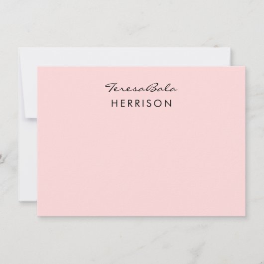 Blush Pink | Modern Minimalist Monogram Design ノートカード (正面)