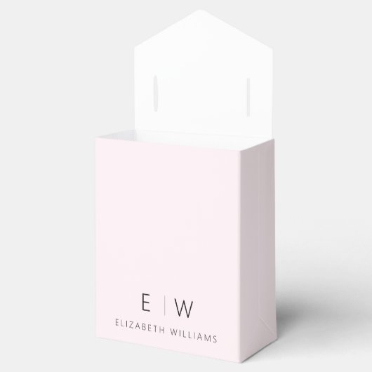 Blush Pink Modern Minimalist Monogram Name フェイバーボックス (オープン)