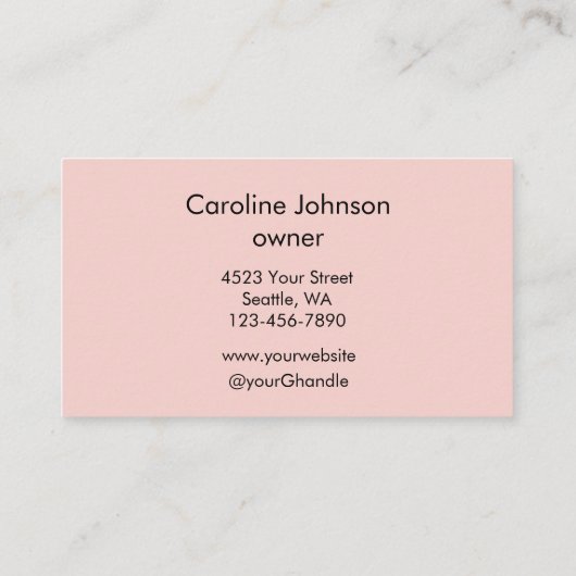 Blush Pink Modern Minimalist Photo Makeup  名刺 (裏面)