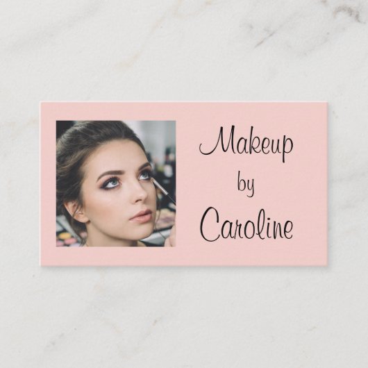 Blush Pink Modern Minimalist Photo Makeup  名刺 (正面)