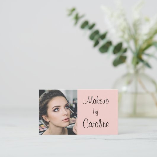 Blush Pink Modern Minimalist QR Code Photo Makeup  名刺 (スタンド正面)