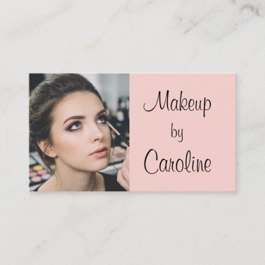 Blush Pink Modern Minimalist QR Code Photo Makeup  名刺 (正面)