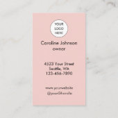 Blush Pink Modern Minimalist QR Code Photo Makeup  名刺 (裏面)