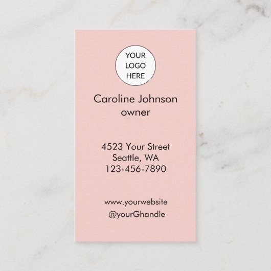 Blush Pink Modern Minimalist QR Code Photo Makeup  名刺 (裏面)