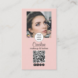 Blush Pink Modern Minimalist QR Code Photo Makeup  名刺