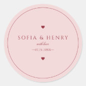 Blush Pink Modern Minimalist Wedding Stickers ラウンドシール (正面)