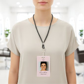 Blush Pink Modern Photo Logo Makeup Employee Badge バッジ