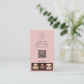 Blush Pink Modern Photo Logo QR Code 名刺 (スタンド正面)