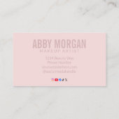 Blush Pink Modern Photo Makeup Business Card 名刺 (裏面)