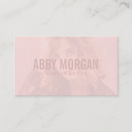 Blush Pink Modern Photo Makeup Business Card 名刺 (正面)